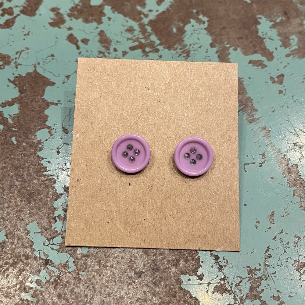 Handmade Button Earrings - 1/2”